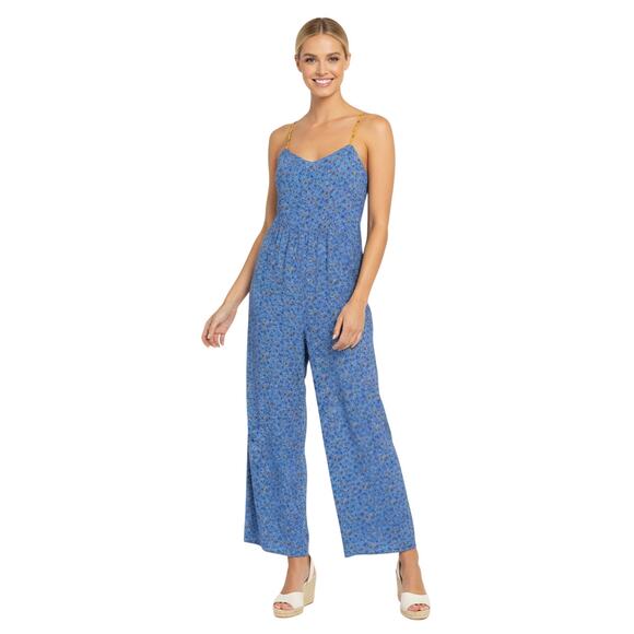 Madewell Calico Floral Blue Wide-Leg Cami Jumpsuit Women’s Size 0 - Picture 1 of 10